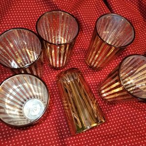 Set of six Richland rose striped glass